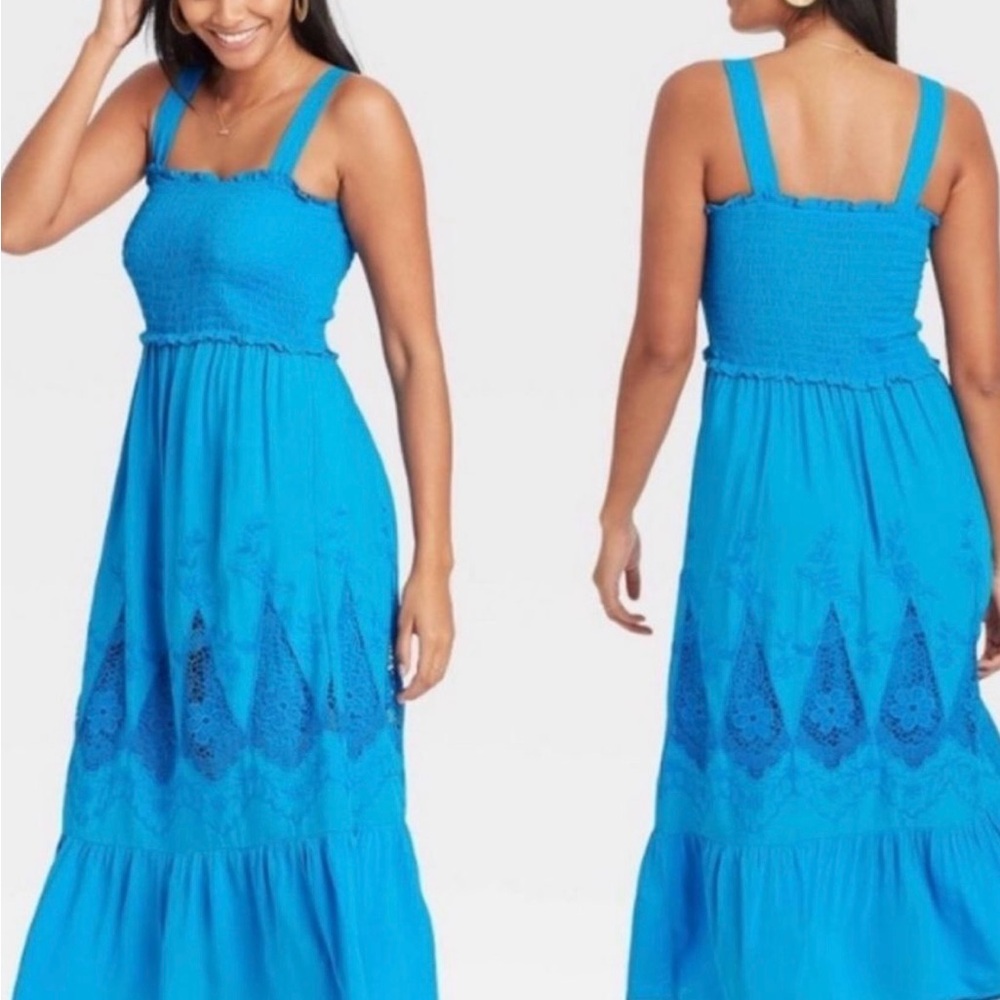 Knox Rose Blue Tiered Ruffled Midi Dress